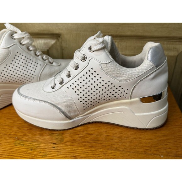 Cestfini Womens Hidden High Heel Fashion Wedge Sneakers White Size L - Picture 11 of 11